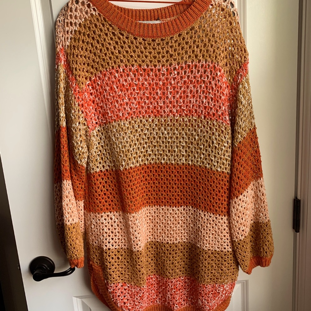 Free People Beach Orange Crocheted Sweater